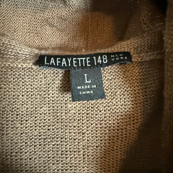 LAFAYETTE 148 New York Brown Linen Cotton Inox Long Line Twin set Sweater Large - Picture 3 of 9